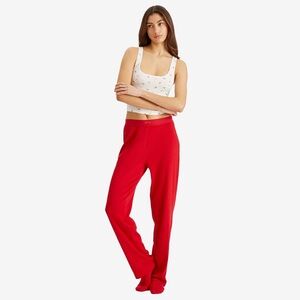 SKIMS Cotton Rib Straight Leg Lounge Pant Cranberry L